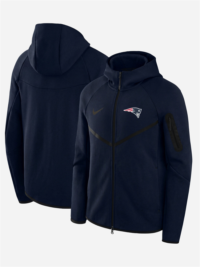 Men's New England Patriots Navy Tech Fleece Full-Zip Windrunner Hoodie